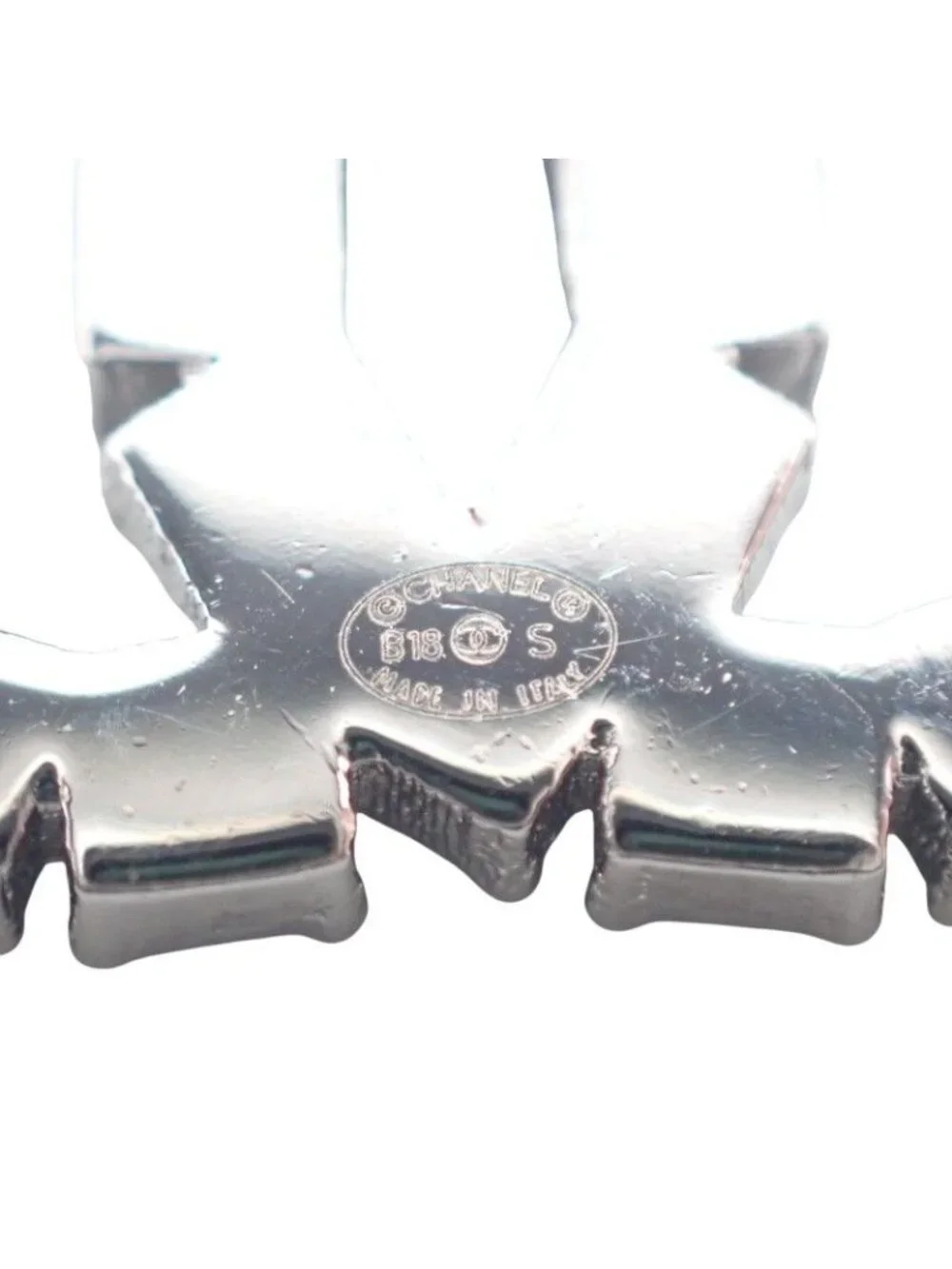 Chanel CC Logo Earrings 18 Metal Crystal Black Coco Silver Simple Rhinestone